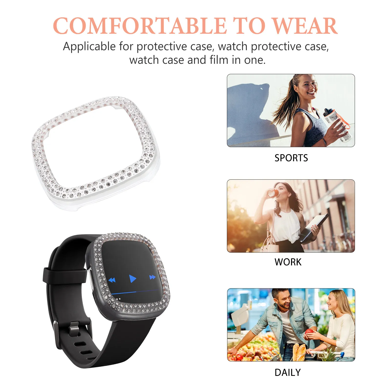 1 unidad. Funda protectora para reloj con revestimiento electrochapado, parachoques de TPU, protección para los bordes del reloj inteligente, ligera, cómoda, un regalo de lujo listo para usar.