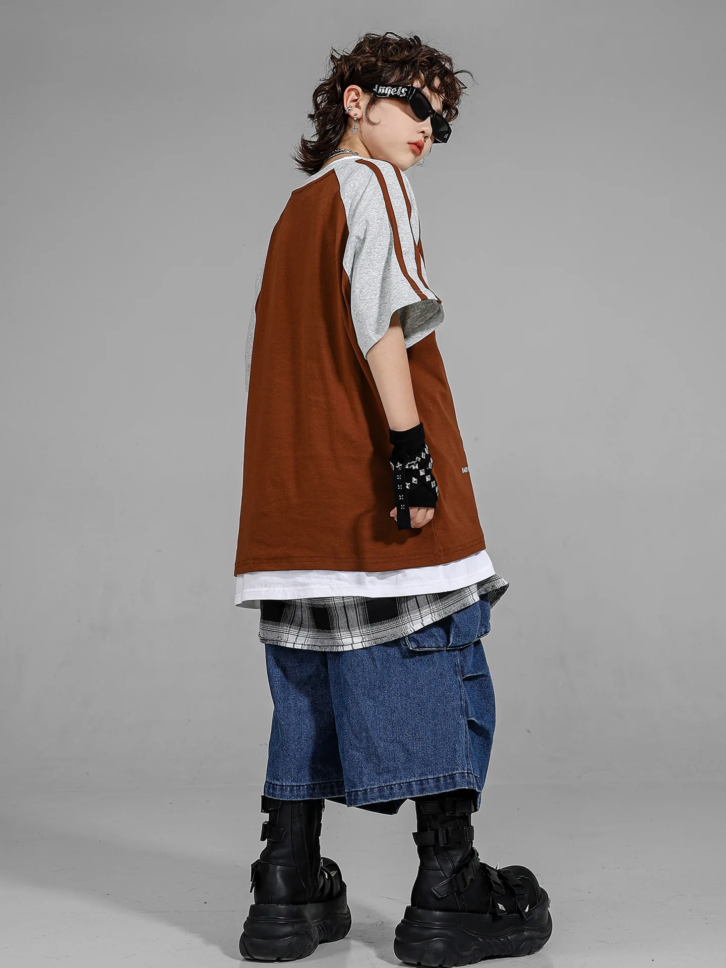 Jongens Los Pak Jazzdans Kostuums Hiphop Kleding Street Dance Korte Mouw Top Shorts Pak Stadium Outfit Catwalk Wear DQL10969
