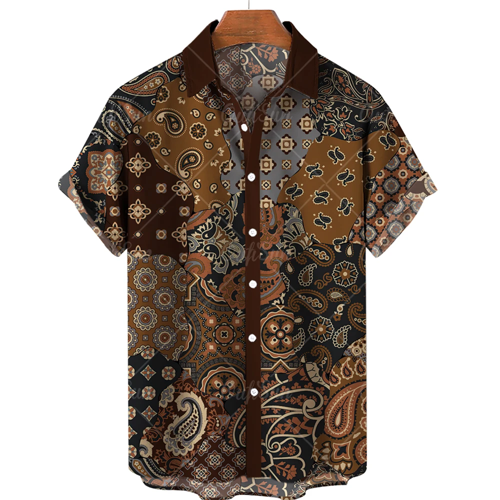 Men\'s Hawaiian Shirt 3D Fashion Imported Clothing Cashew Flower Printed Single-breasted For Men Tops 2023 Casual Dress