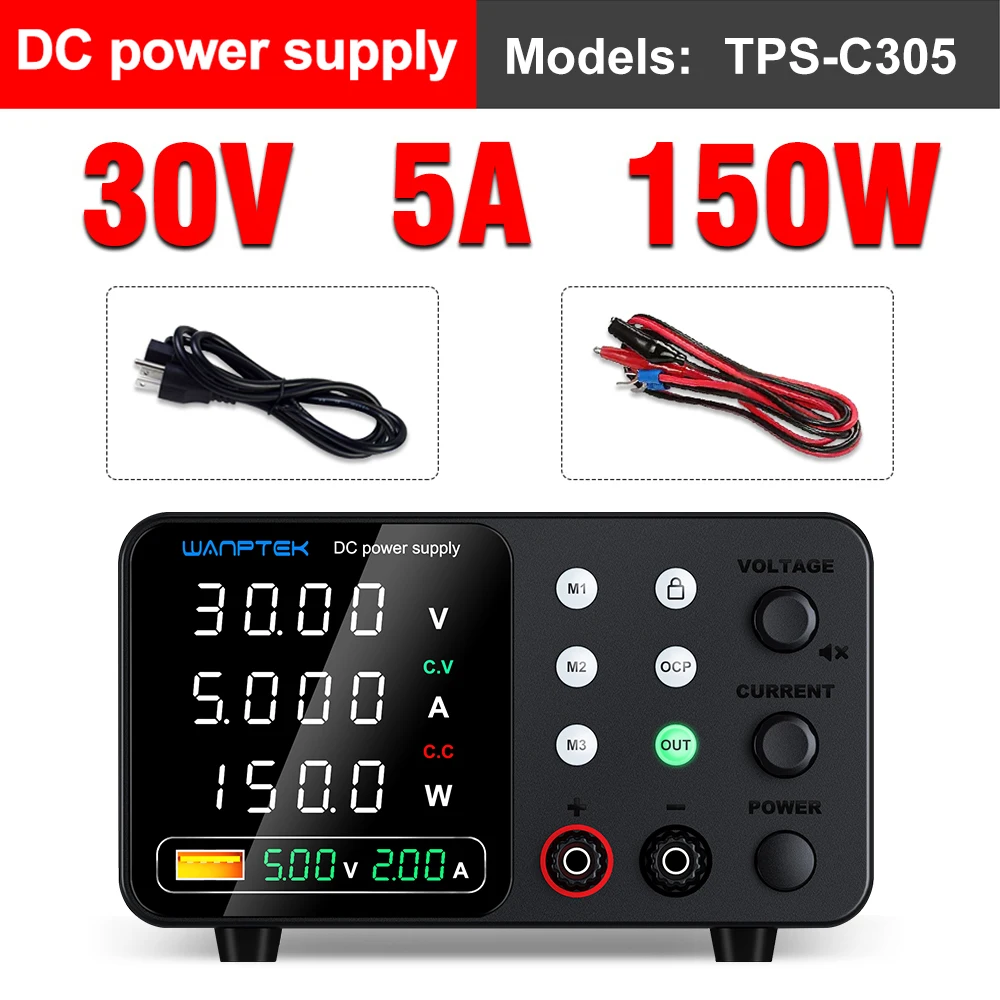 Wanptek 30V 5A 10A DC voeding 60V 5A 120V 3A LED werkbank regelbare laboratoriumvoeding encoder regelunit voor gereedschapsreparatie