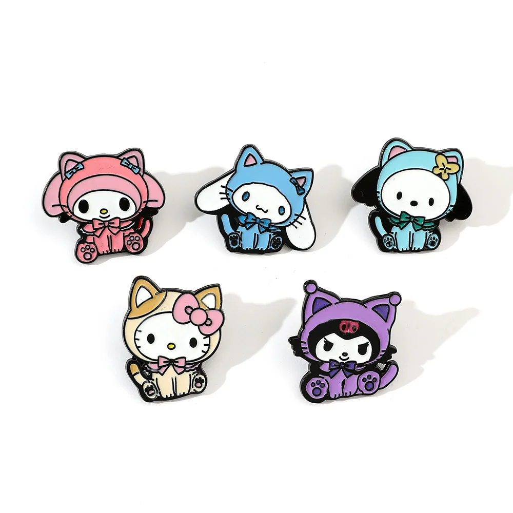 

Animal Sanrio Cat Sleepwear Series Hello Kitty Brooch Cute Kulomi Animal Lapel Pin Fashion Melody Cinnamon Metal Badge Backpack