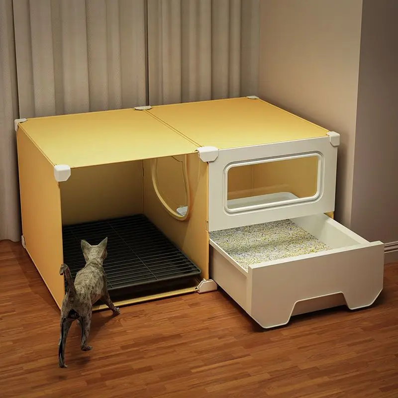 

Cat litter box, corridor type, oversized splash-proof drawer, fully semi-enclosed, small kitten toilet odor isolation pot