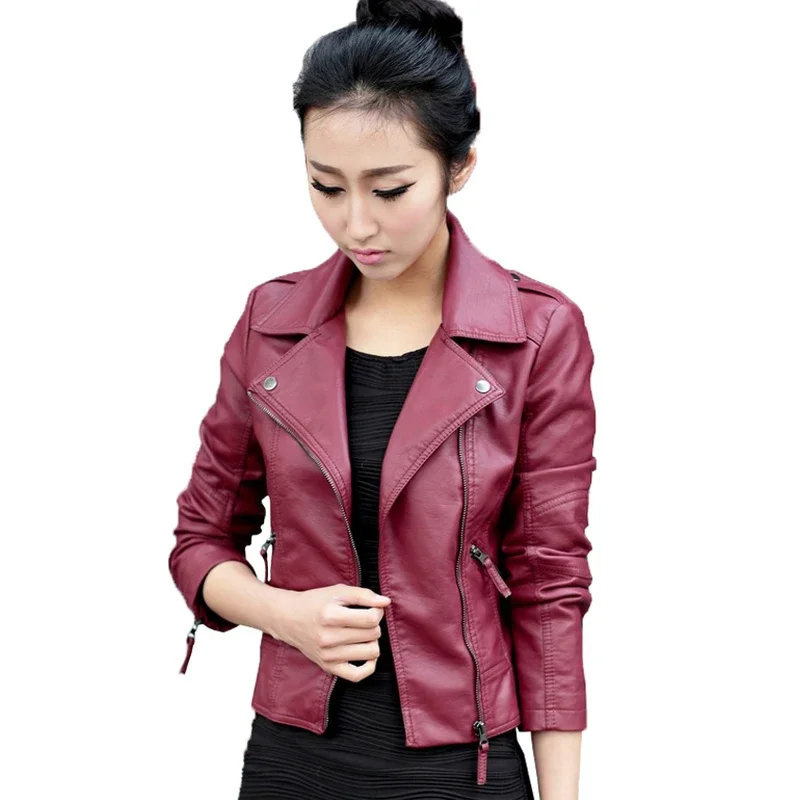 Women Faux Leather Jackets 2024 Autumn Slim Cool Lady Basic Jacket Black Coats Sweet Female Zipper Jacket Coat Outwear Plus Size