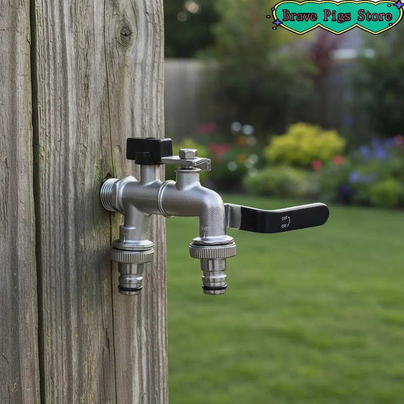 

[HM]1Pcs 1/2'' 3/4'' Zinc Alloy Faucet Water Splitter Garden Irrigation Pipe Connector Faucet Water Connection Adapter Switch