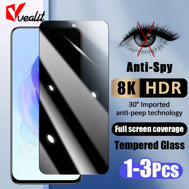 1-3Pcs Anti-spy Privacy Screen Protector For Honor 90 70 50 Lite X50i X40i X30i Tempered Glass For Honor X9 X8 X7 X6 X5 Plus