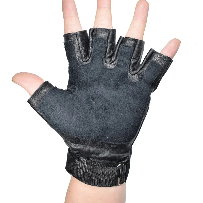 Drop Ship Men Nappa Leather Tactical Gloves Half Finger Fingerless Motorcycle Fitness Cycling Hunting Driving Glove