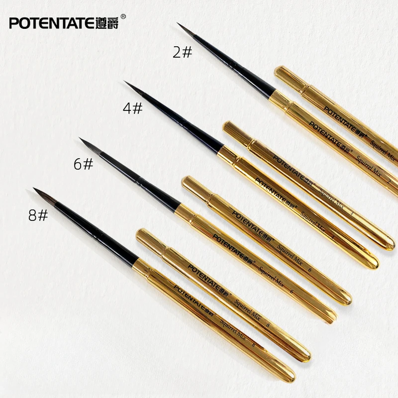 Imagem -02 - Potentado-portátil Viagem Brush Grupo Latão Rod Chinchilla Mixed Hair Escova Aquarela Esboço Stroke Arte Especial e Sketching Pcs Set