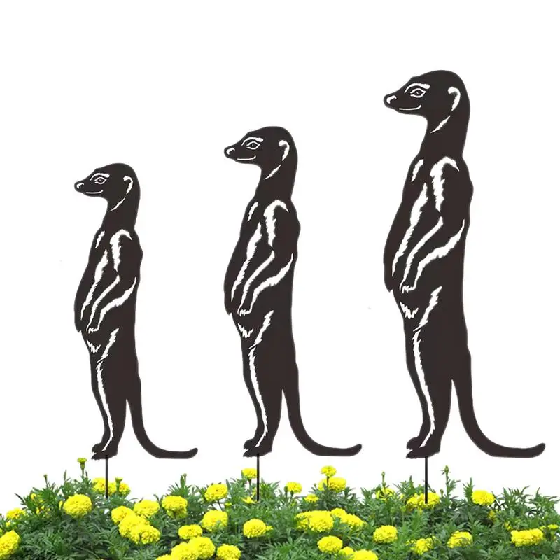 

Metal Meerkat Yard Signs 3pcs Metal Meerkat Yard Ornaments Easy Installation Decorative Outdoor Garden Stakes Solid Art Crafts