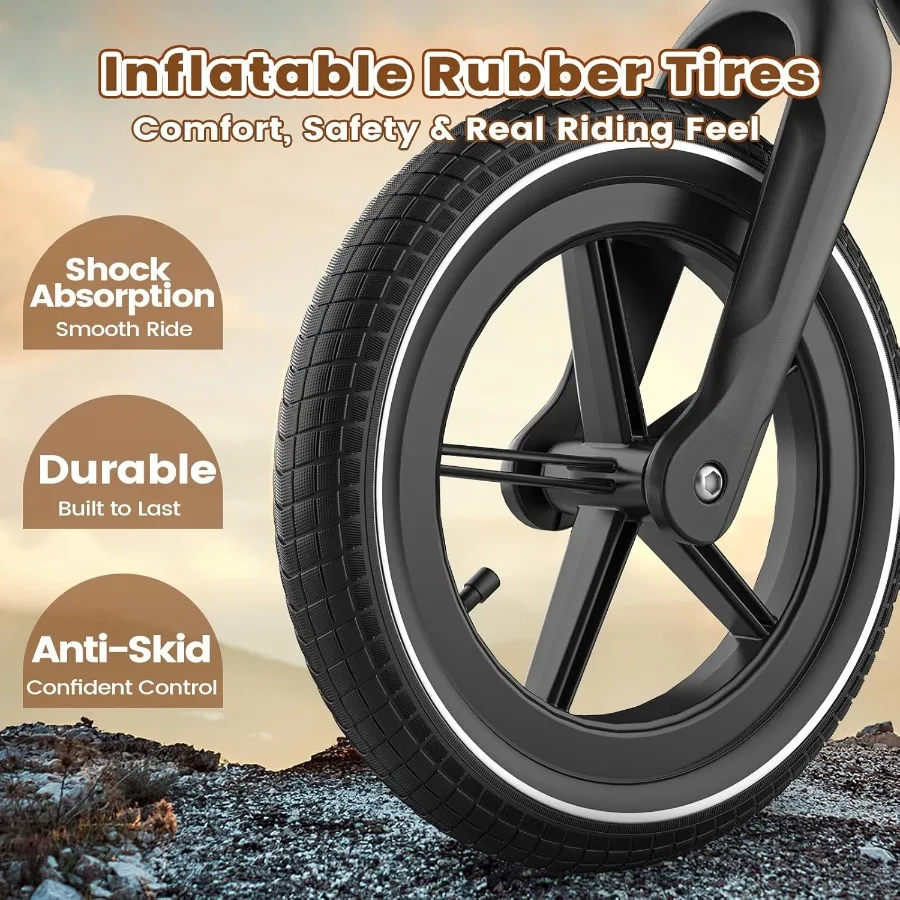 14 Inch Balance Bike for 3 6 Years Lightweight Toddler Bike with Air Rubber Tires Adjustable Seat Durable Push Bicycle Gift for