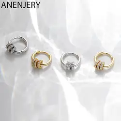 ANENJERY Silver Color Hiphop Jewelry Round Circle Hoop Earrings for Women Small Jewelry Gifts S-E1358