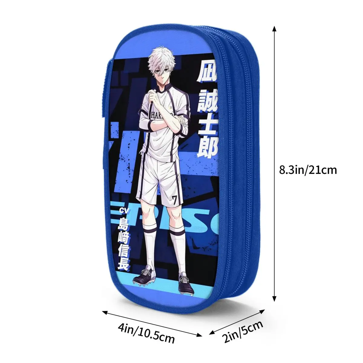 الأزرق قفل أنيمي مقلمة جميلة لاعب كرة القدم حامل قلم أكياس أطفال تخزين كبير اللوازم المدرسية سستة pencelcases