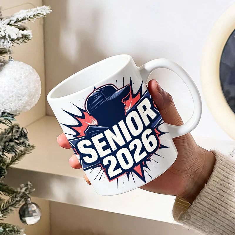 American comic style 'Senior 2026' ceramic mug, coffee mug,milk cup,office tea cup,drinking cup,gift for friends, fade-resistant