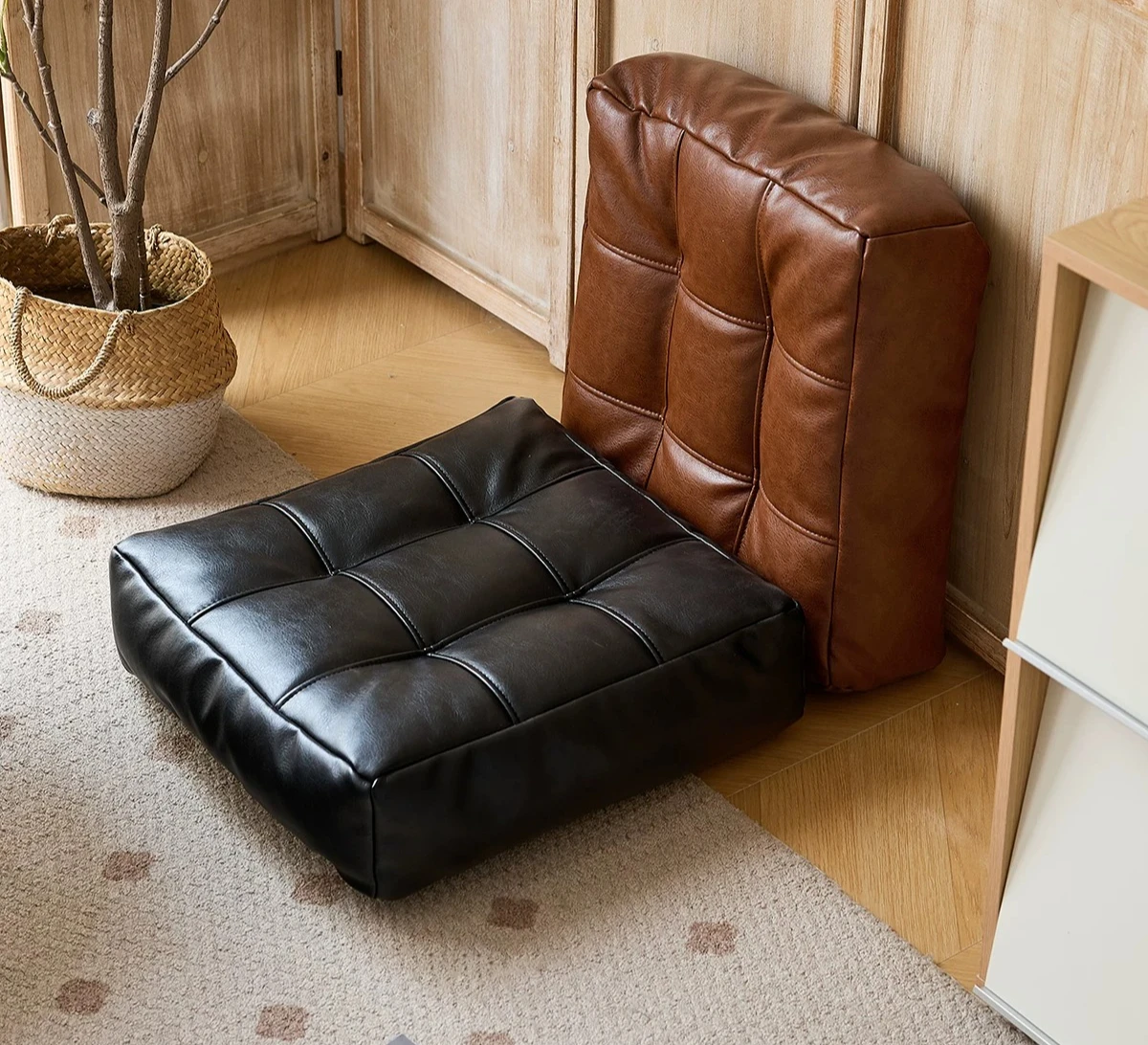 For Thickened Leather Pouf Seat, Tatami & Tea Room Floor Cushion