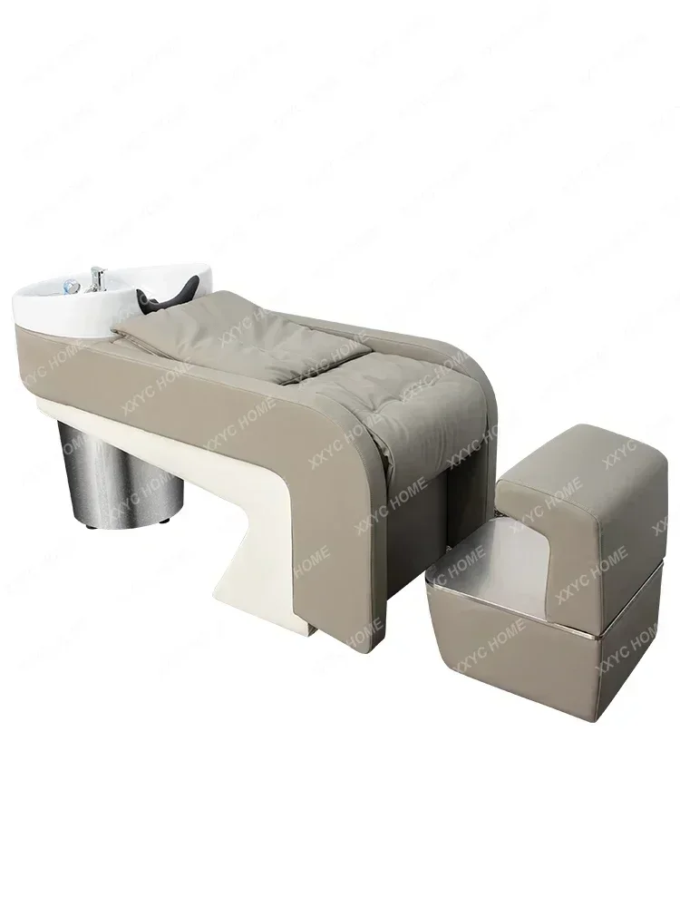 Barber shop ceramic basin shampoo bed semi-reclining hair   special hair  massage flush bed