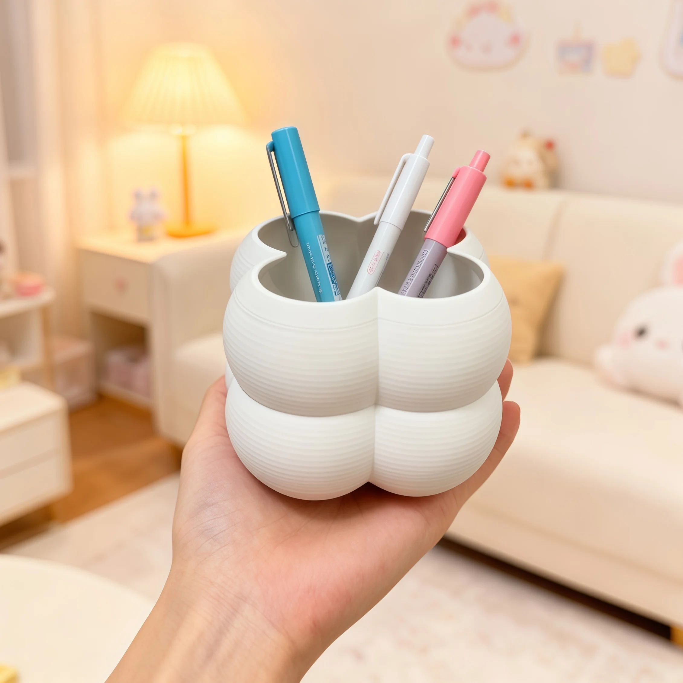 Cute Cloud Pen Holder, White Desk Organizer, Functional Storage for Pens Makeup Brushes Stationery and Small Desk Items