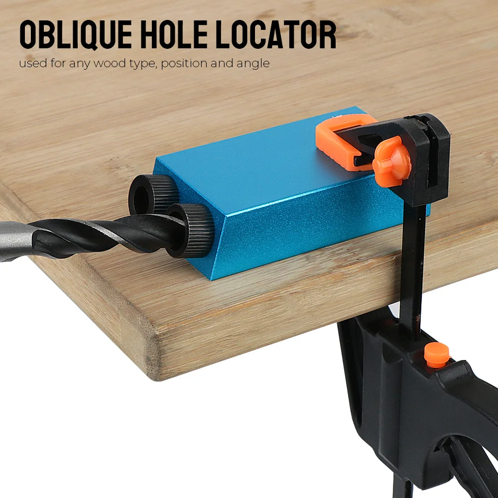 7/8/14/15Pcs 15 Degrees Pocket Hole Jig Kit Woodworking Hole Drilling Guide Locator Hole Puncher With Drill Bit Set