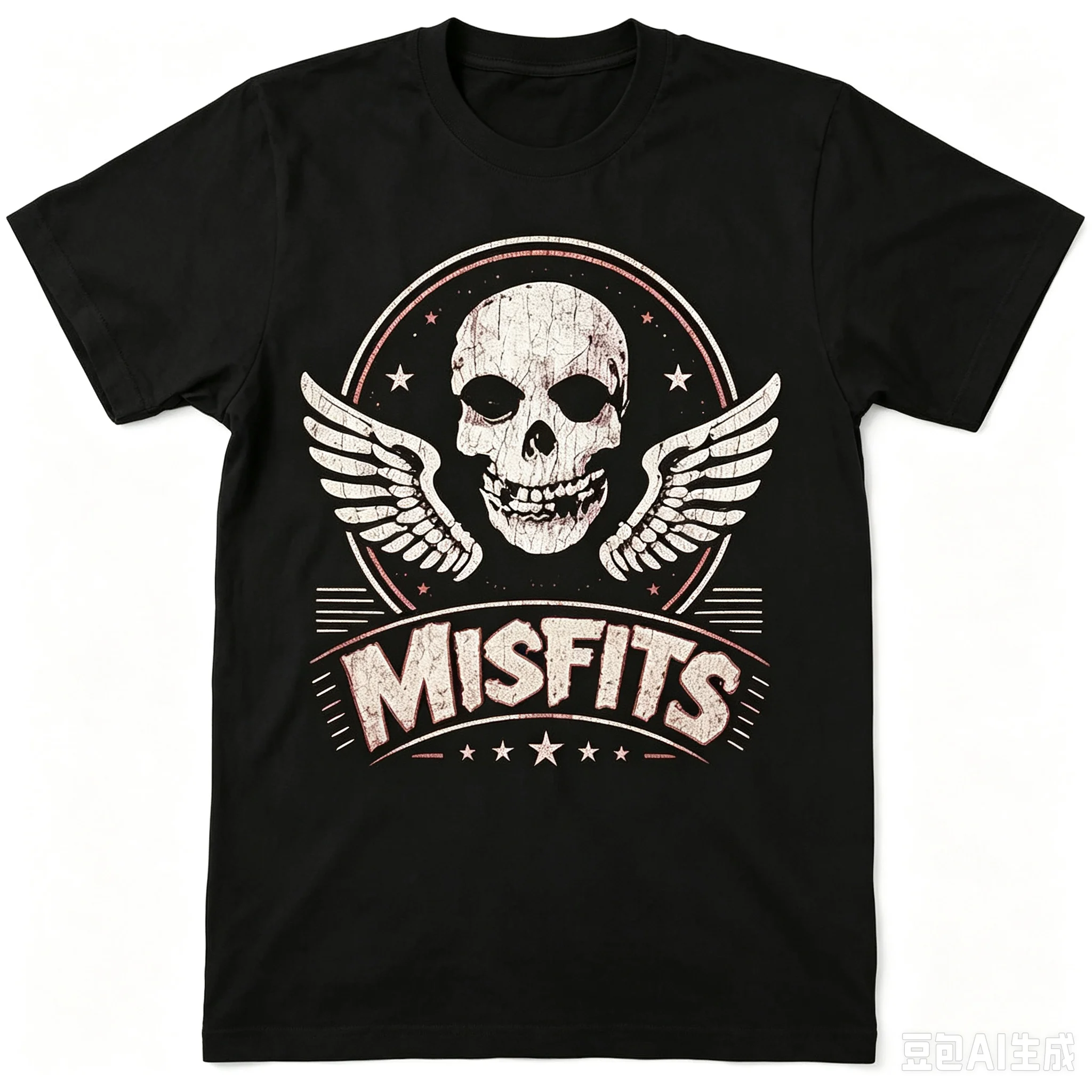 Misfits Vintage Skull Wing Graphic T-Shirt Unisex Punk Rock Casual Short Sleeve Tee