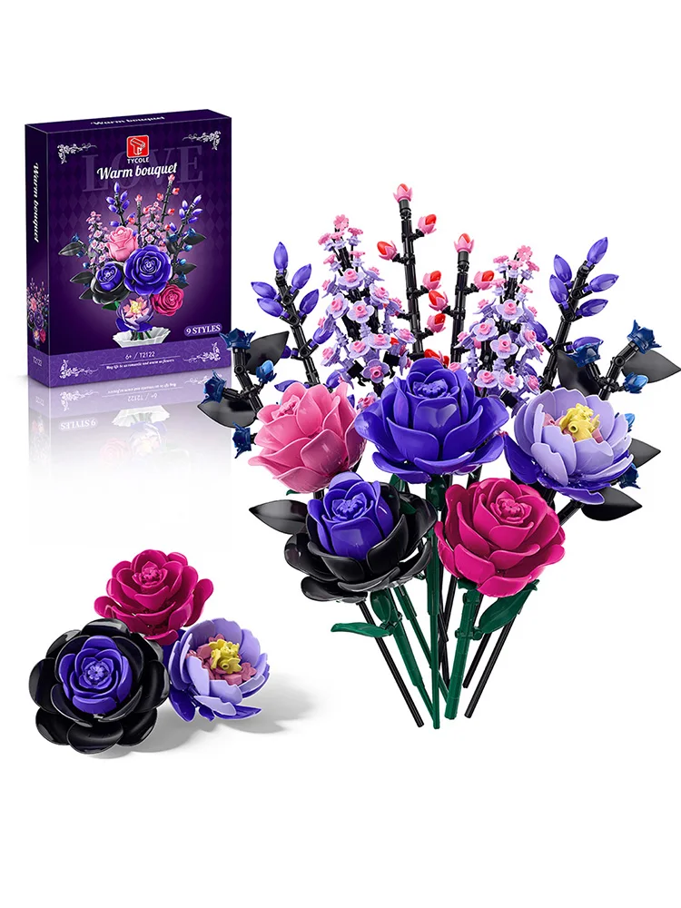 9-in-1 Boeket Model Bouwstenen Educatief Speelgoed Bloemen Bakstenen Puzzelsets Desktop Ornament Valentijnsdag Kerstcadeau - afbeelding 2