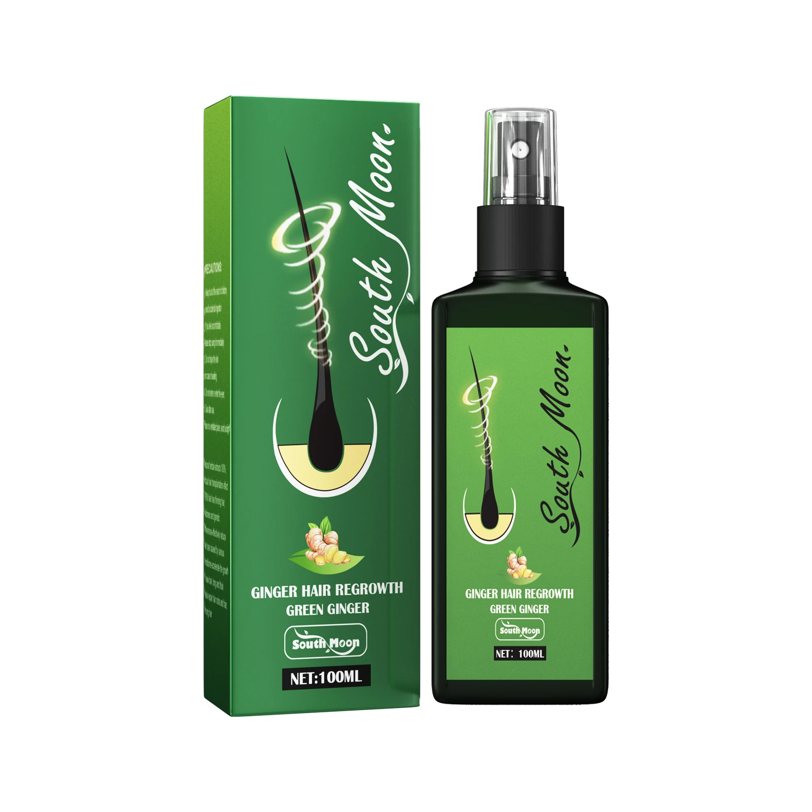 South Moon 100ml Green Ginger Hair Regrowth Spray Restore Hair & Scalp Vitality Reducing Hair Loss Promoting Hair Growth Liquid