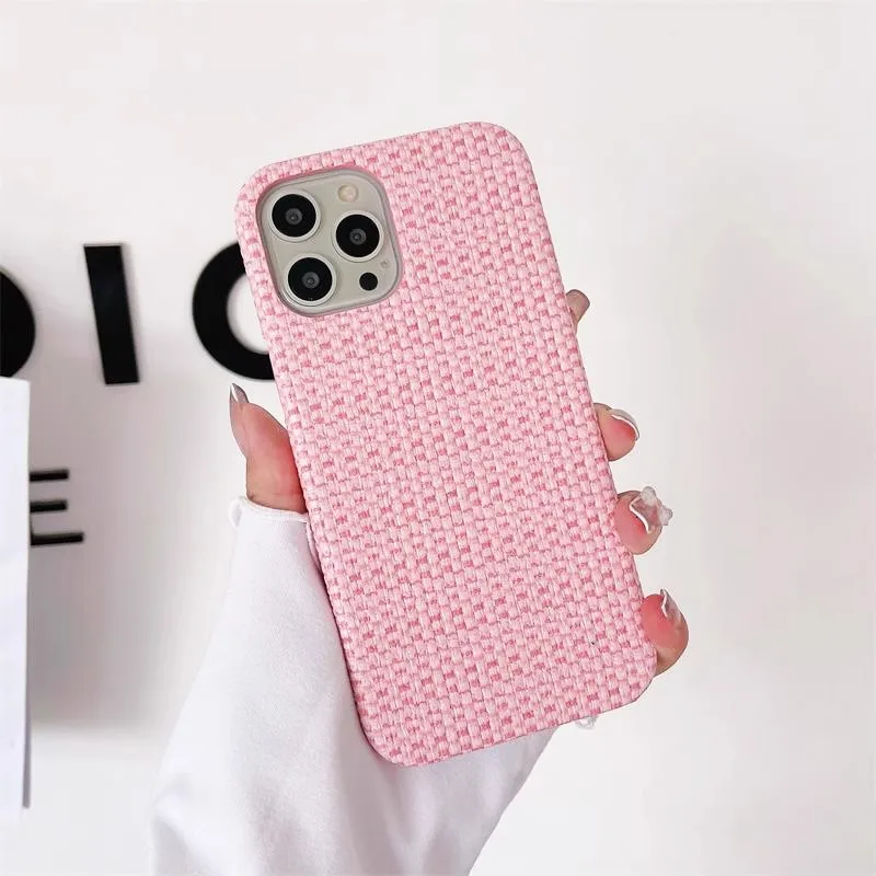 Funda de cuero con patrón de tejido de lujo a prueba de golpes para iPhone 11, 12, 13, 14, 15 Pro Max Plus, protección completa, cubierta de parachoques trasero