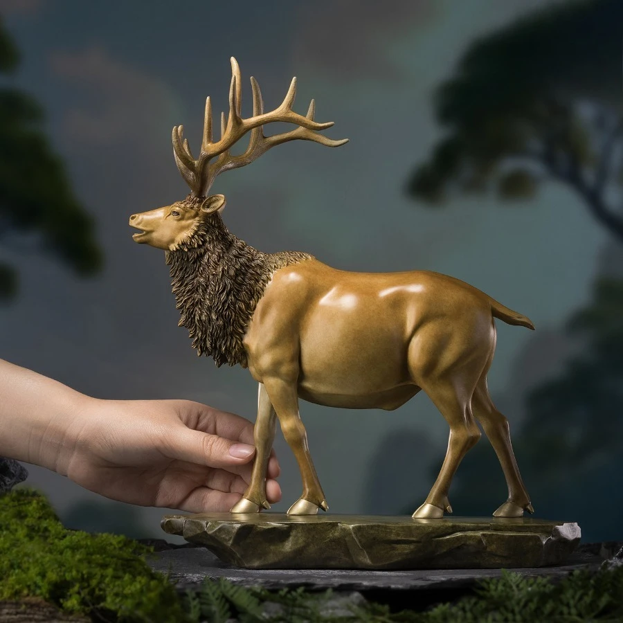 Pure Copper Deer Figurine Bronze Statue Ornament for Living Room Tabletop Home Decor Desktop Sculpture Craft Art Decoration Gift