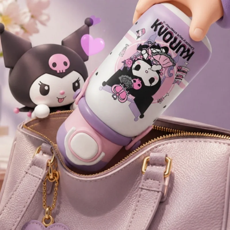 X&W Sanrio Handheld Thermos Cup 316L Stainless Steel Cartoon Water Bottle for Kid Summer Ice Tumbler with Pop-up Lid Lovely Gift view 5