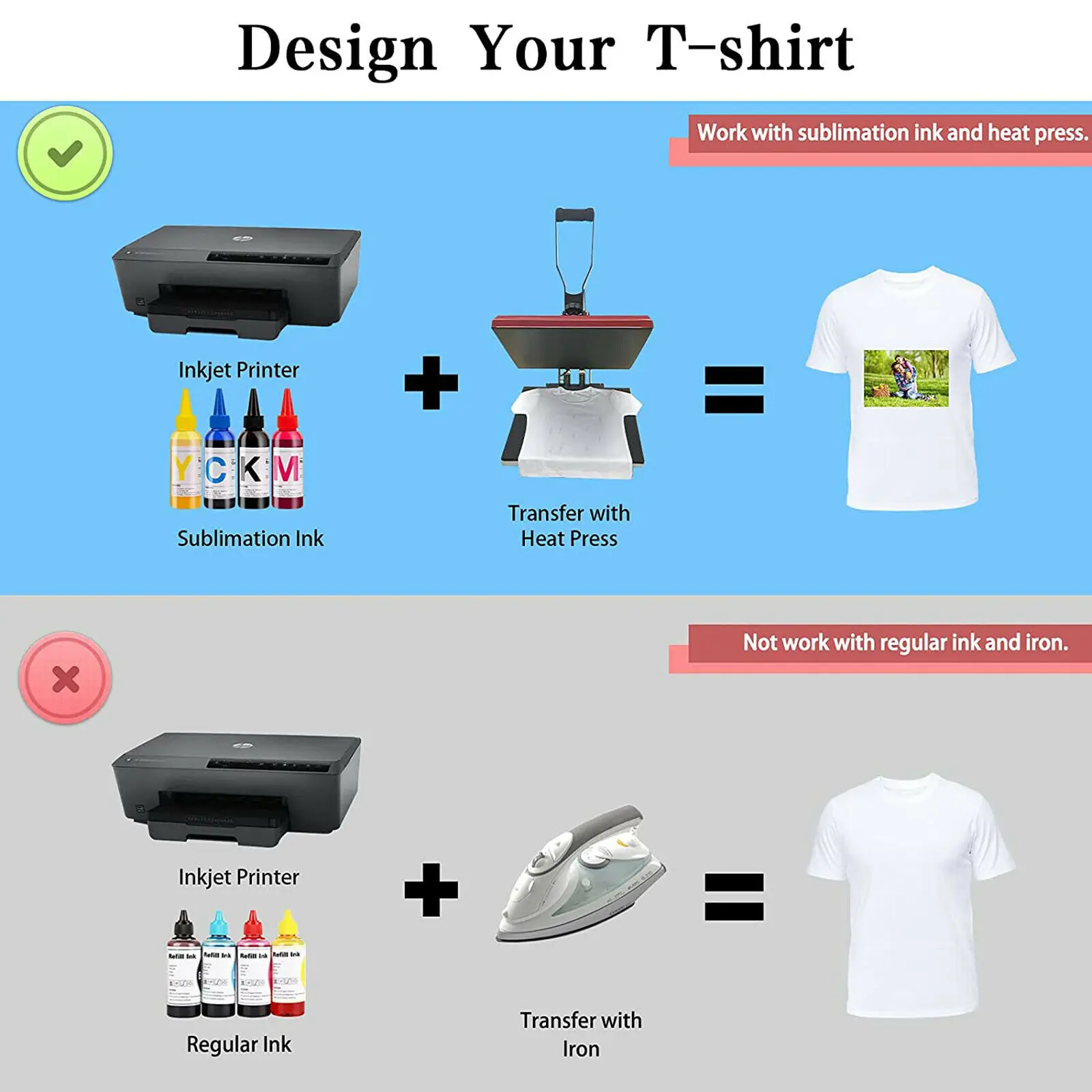 Imagem -05 - Htvront Heat Transfer Sublimation Paper Impressora Jato de Tinta T-shirt Impressão de Roupas 150 Folhas a4 a3 Eua 8.5x11 120g