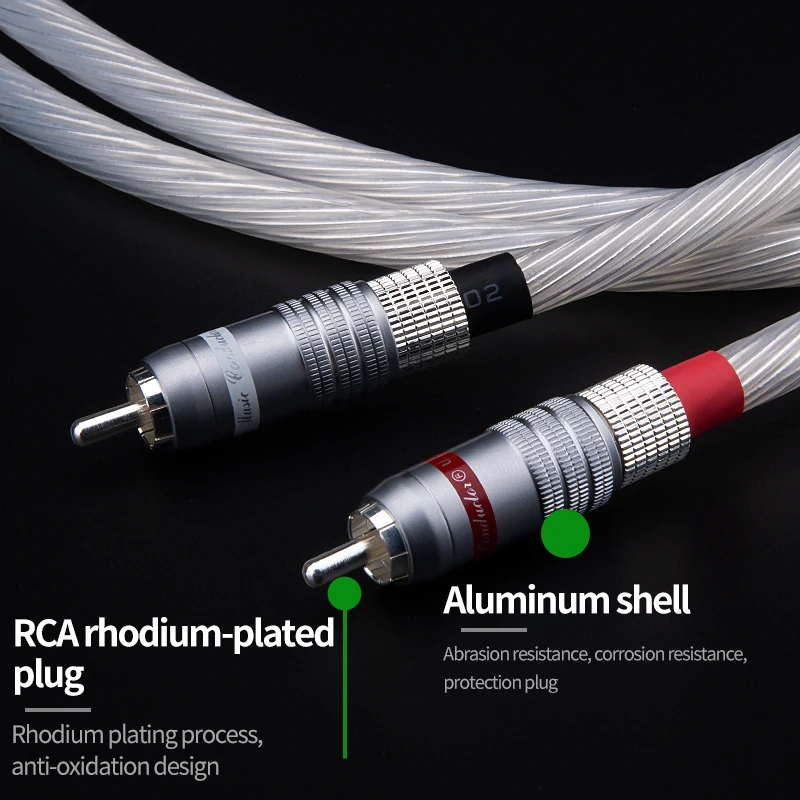 QINCROWN Fever Audio Cable 5NOCC Signal Line RCA Cables Carbon Fiber Gold-Plated RCA Plug Adapter
