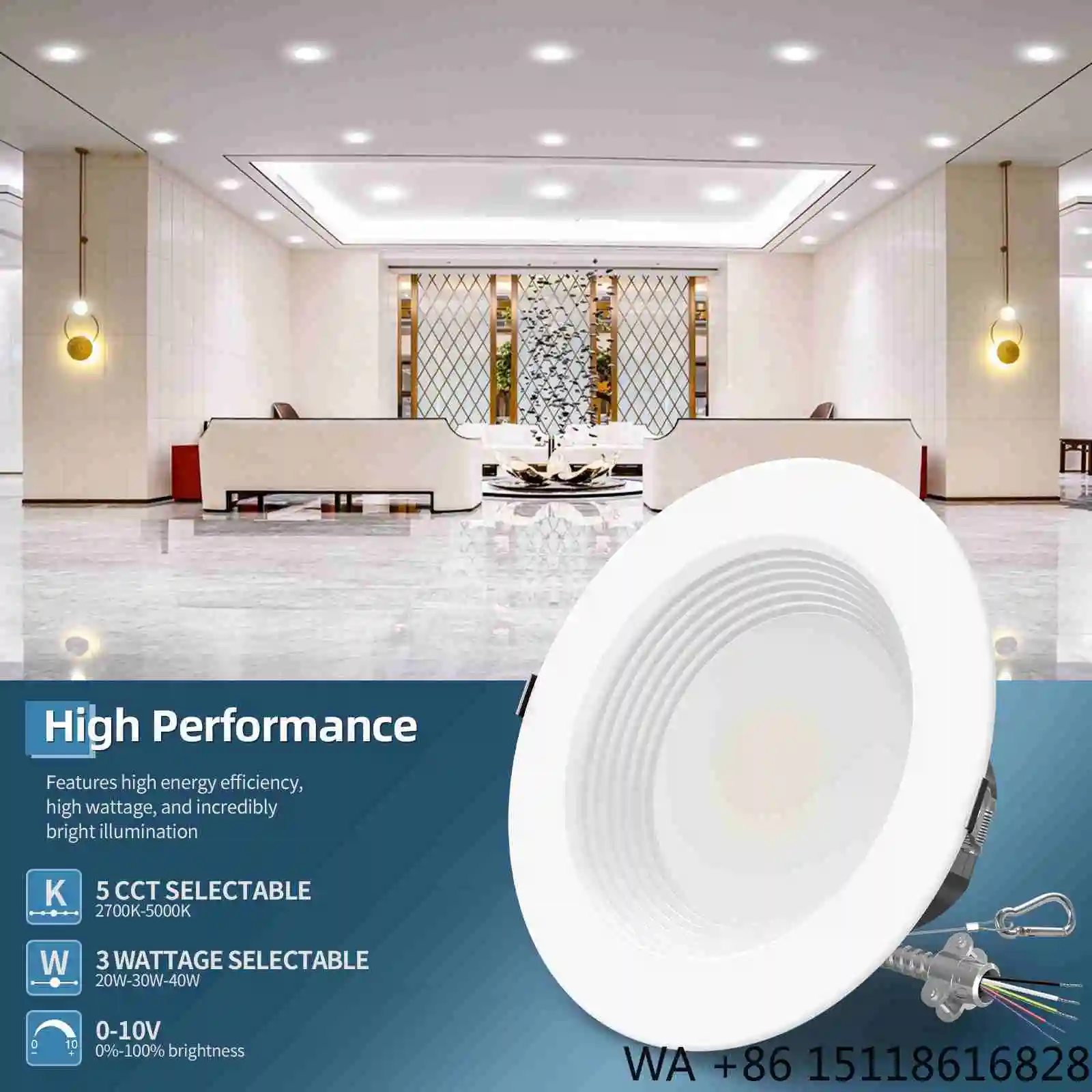 Modern Tunable Downlight 13W-40W for Living Room, Round Ultra-Slim LED Ceiling Light