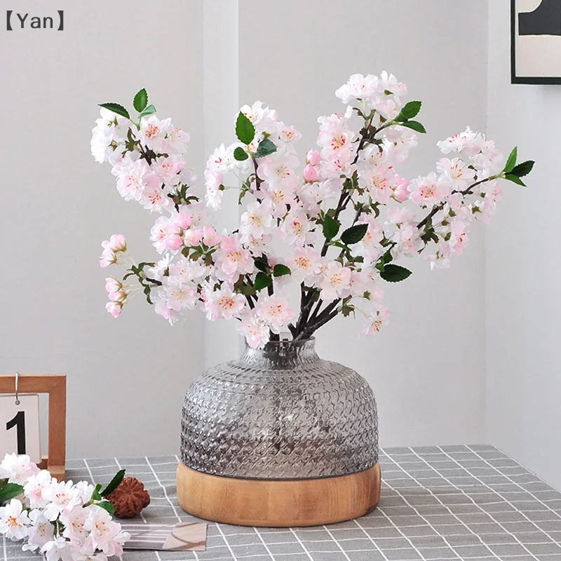 リアルタッチ人工桜の枝手作り柔軟なシミュレーション桜の枝 DIY 造花クリスマス装飾