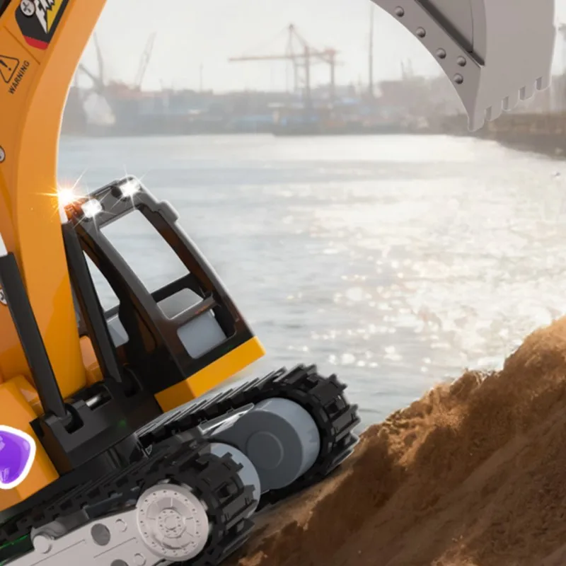 RTR HG4 301 1:64 Mini Remote Control Tracked Excavator Micro Construction Vehicle Model Light Effects 270 Degree Rotation Gifts