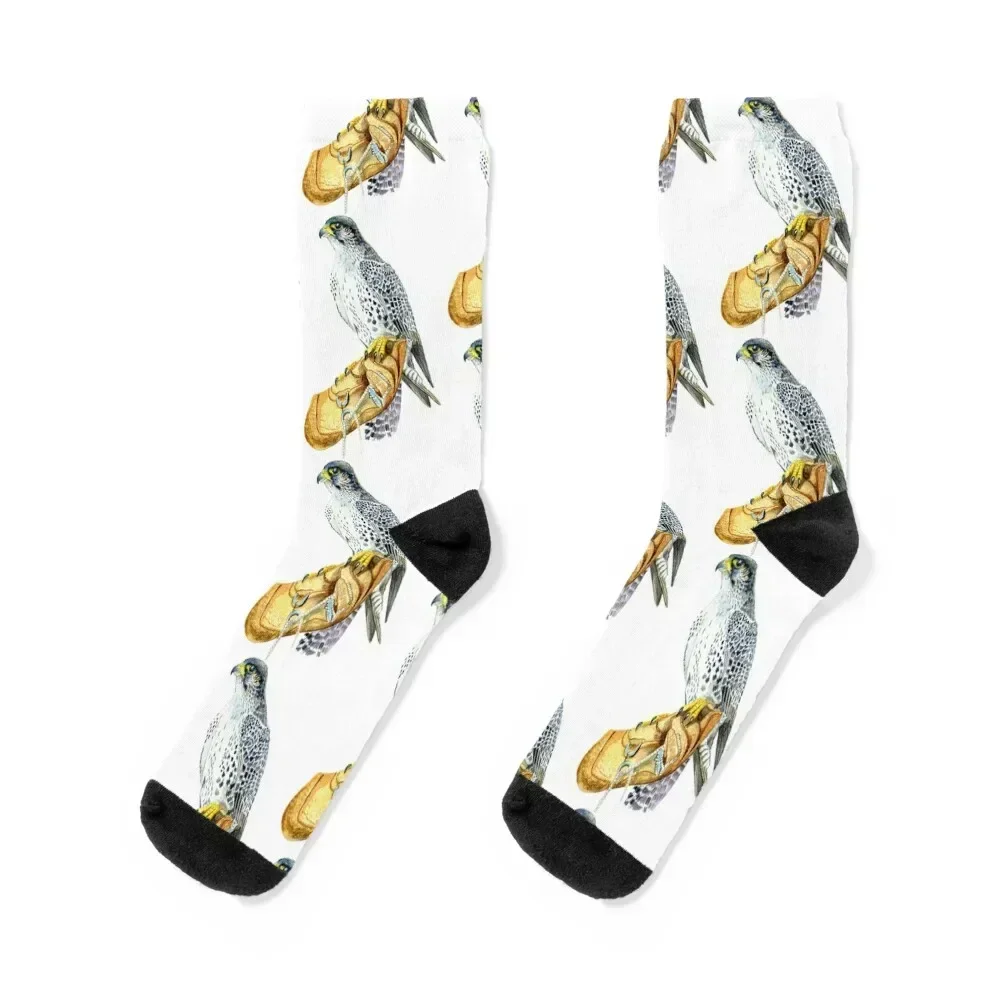 

Saker/Gyr Falcon on glove Socks gift christmas stocking anti slip football essential Male Socks Women's
