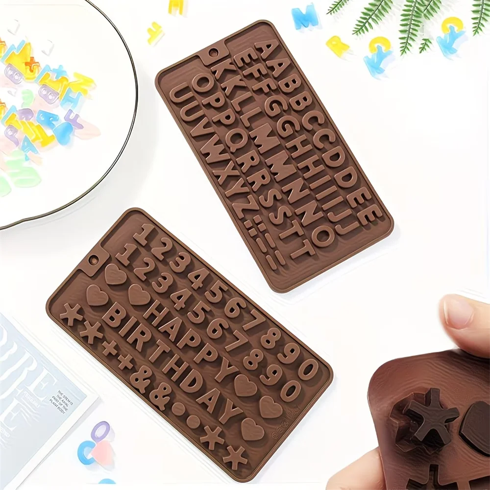 Number/Letter Type Silicone Candy Mold, Suitable for Chocolate, Candy, Fudge, Jelly, Ice, Can Be Put Into the Dishwasher.