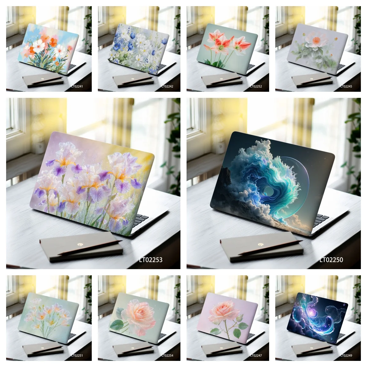 

2 шт. модная самоклеящаяся наклейка 15,07x10,82 дюйма, большой размер, съемная кожа для ноутбука из ПВХ, модная наклейка для защиты планшета