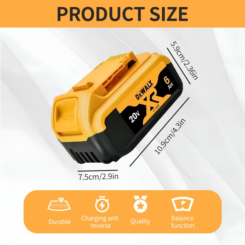 DEWALT 18V baterie 9000Ah originální dobíjecí baterie pro elektrické nářadí DCB201 DCB205 DCB206 DCB200 20V 6Ah MAX baterie FlexVolt - náhled 2