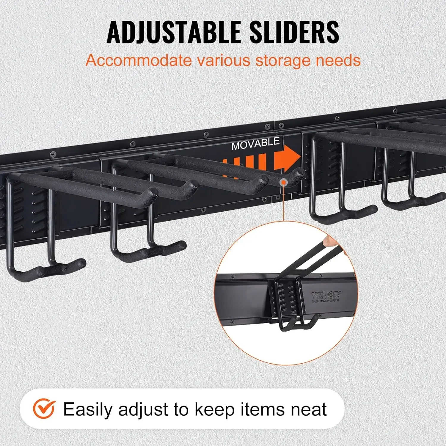 Garage Tool Organizer, 800 lbs Max Load Capacity, Wall Mount Yard Garden Storage Rack Organization Heavy Duty with 6 Adjustable