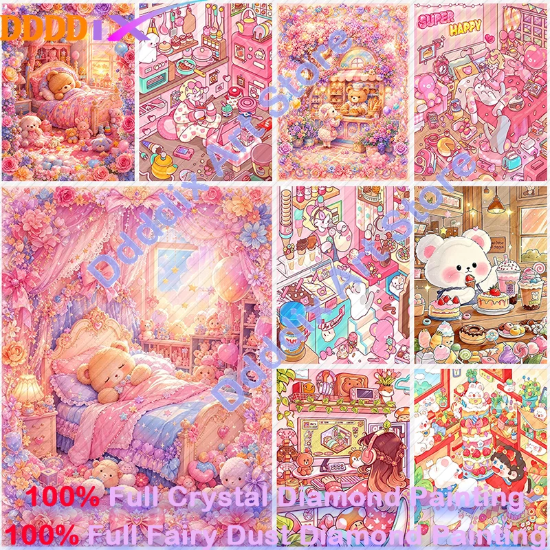 Full Fairy Dust Crystal Bear Cure Cartoon 5D Diamond Painting Cross Stitch Mosaic Kits Home Decor DIY Handmade Gift New Arrival