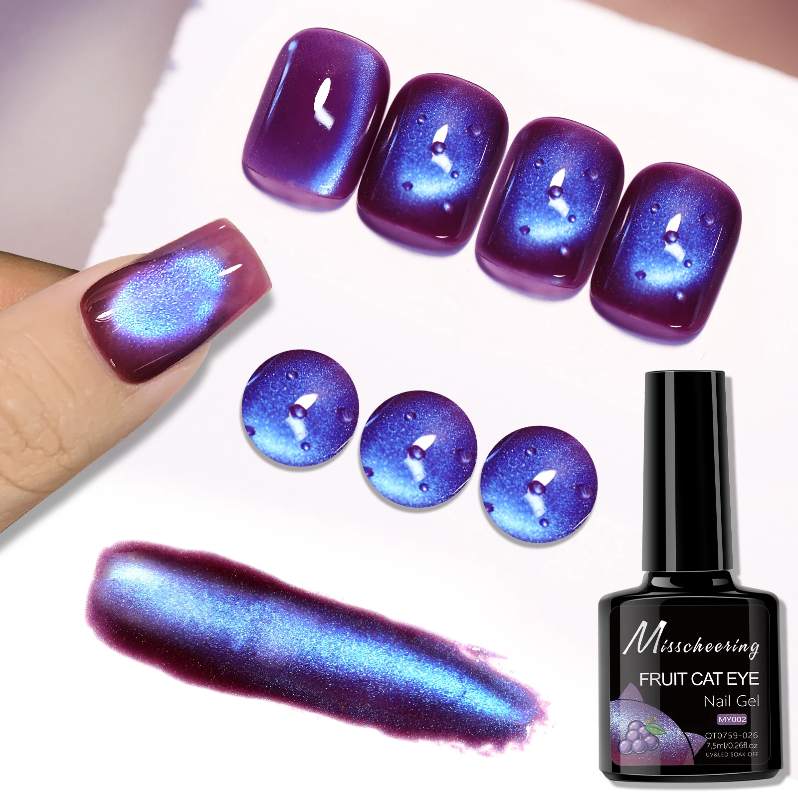 12-farbiger Obst-Katzenaugenkleber, Sommer-Super-Flash-Glasperlen, Wasserlicht, Katzenaugenkleber, UV/LED, semi-permanenter Gel-Nagellack