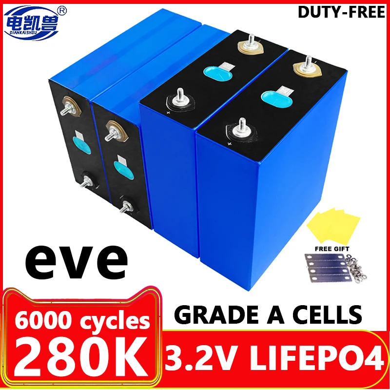 EVE 3.2V 304K LF280K 105Ah LiFePO4 battery 3C Lithium iron phosphate battery for DIY 12V 24V 48V Golf Cart Yacht solar RV cells