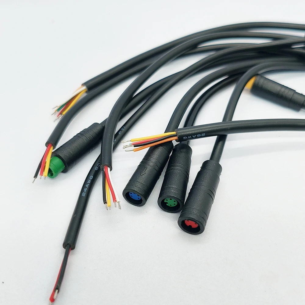 1 Stück M6 M8 2/3/4/5/6-poliger Stecker/Buchse für E-Bike, wasserdichter Steckverbinder für Signalkabel, Sensor, Roller, Kabellänge 20 cm – Detail 2