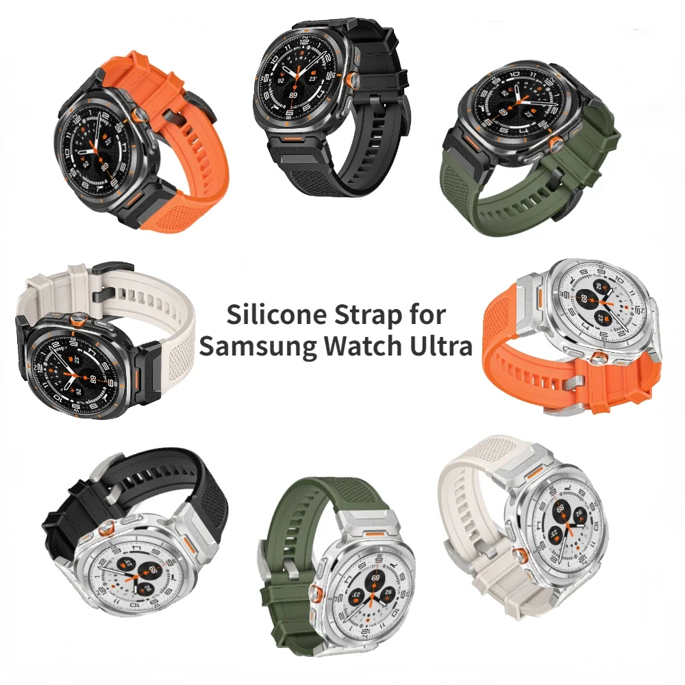 Correa deportiva de silicona para Samsung Galaxy Watch Ultra, pulsera de Metal de acero inoxidable de 47mm, accesorios para Galaxy Watch Ultra