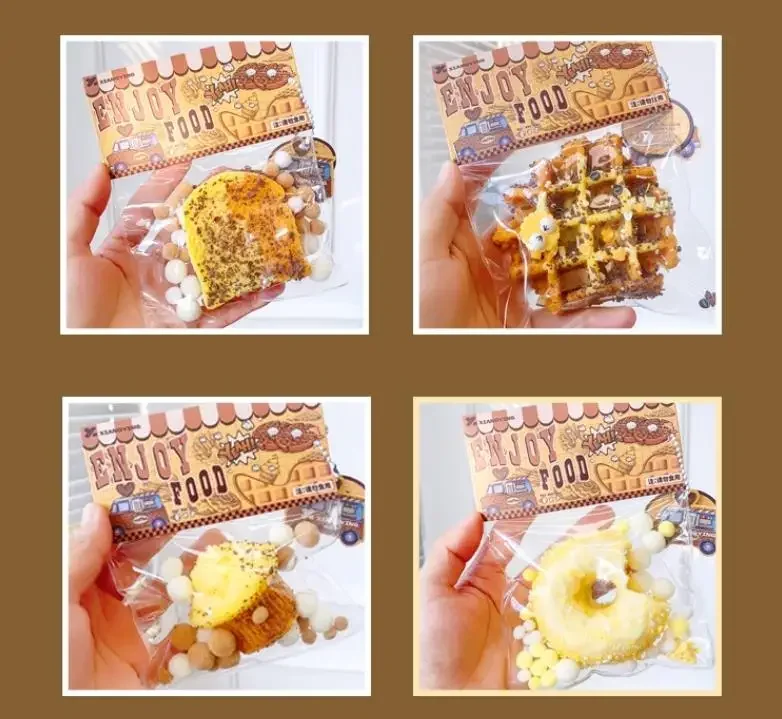 4 pçs simular comida jogo das crianças espremer brinquedos alívio do estresse e ferramentas de alívio do estresse elasticidade ventilação brinquedo bolo pão 5cm