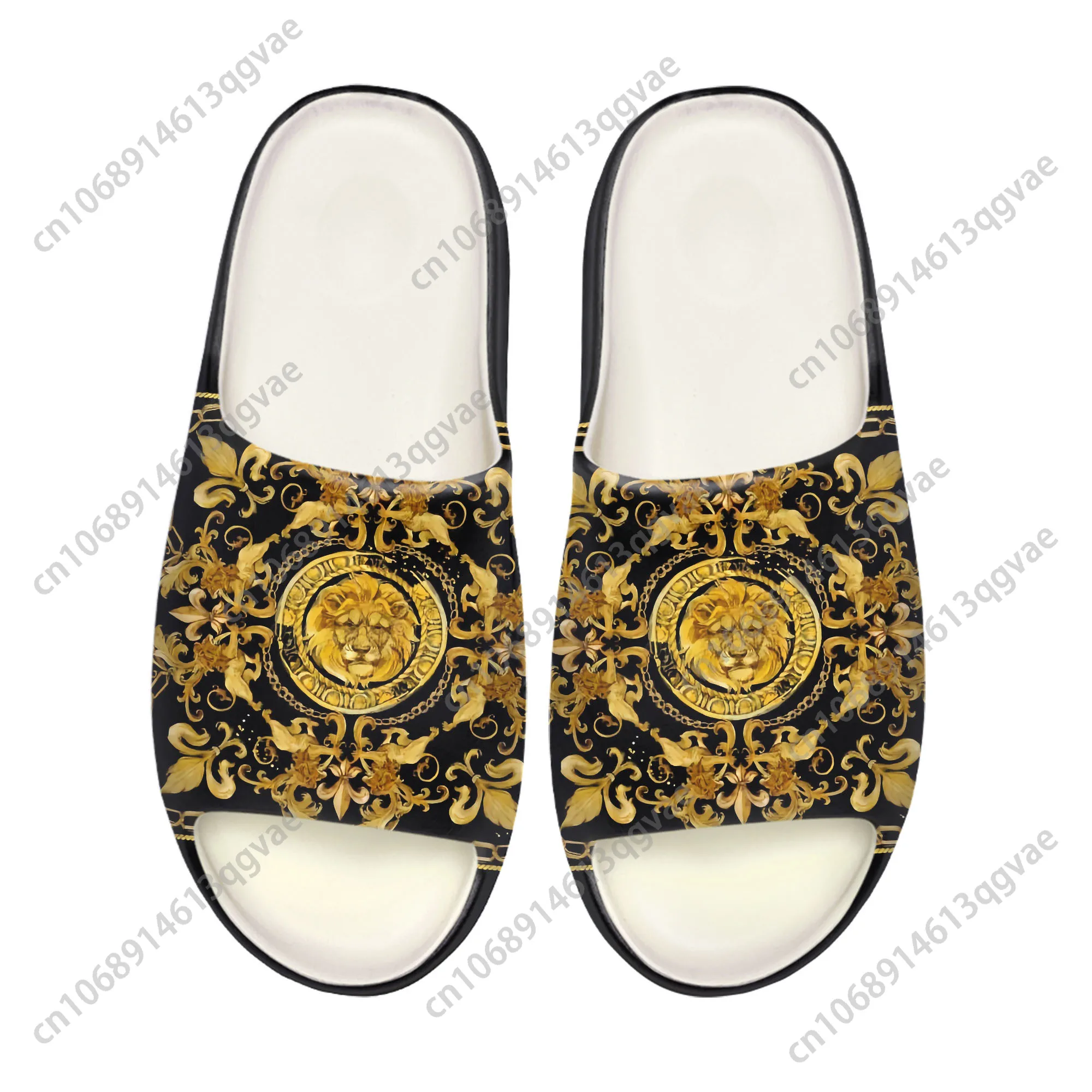 Golden Lion Head Lace Soft Sole Sllipers Home Clogs Customized Water Shoes Mens Womens Teenager Stepping on Shit Beach Sandals