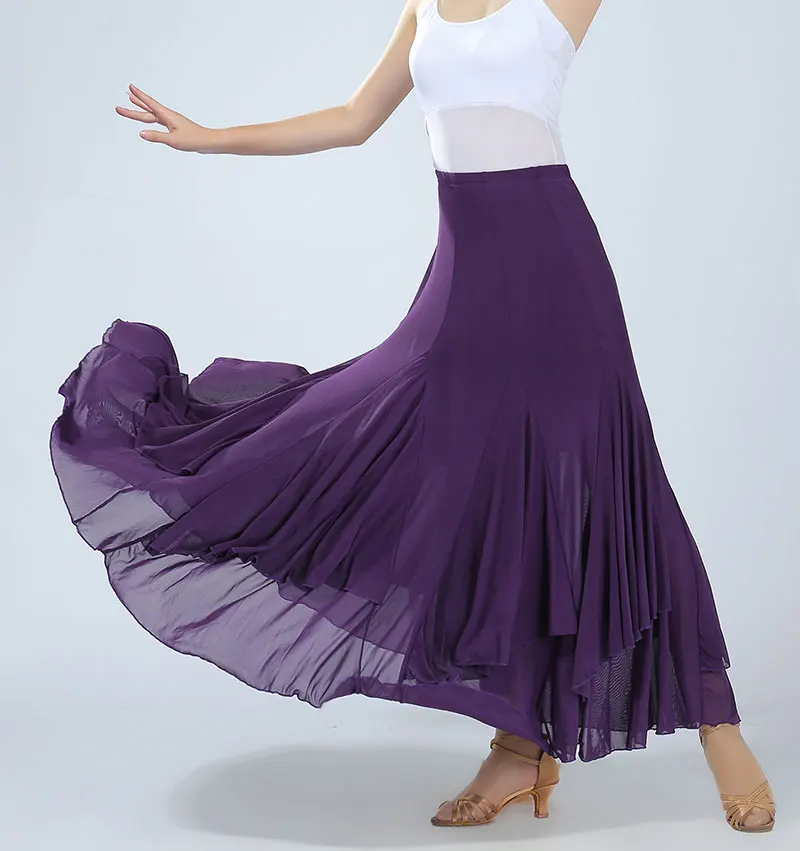 Women Modern Dance Skirt Long Swing Flamenco Standard Waltz Competition Dance Dress Spanish Ballroom Dancing Latin Tango Skirts