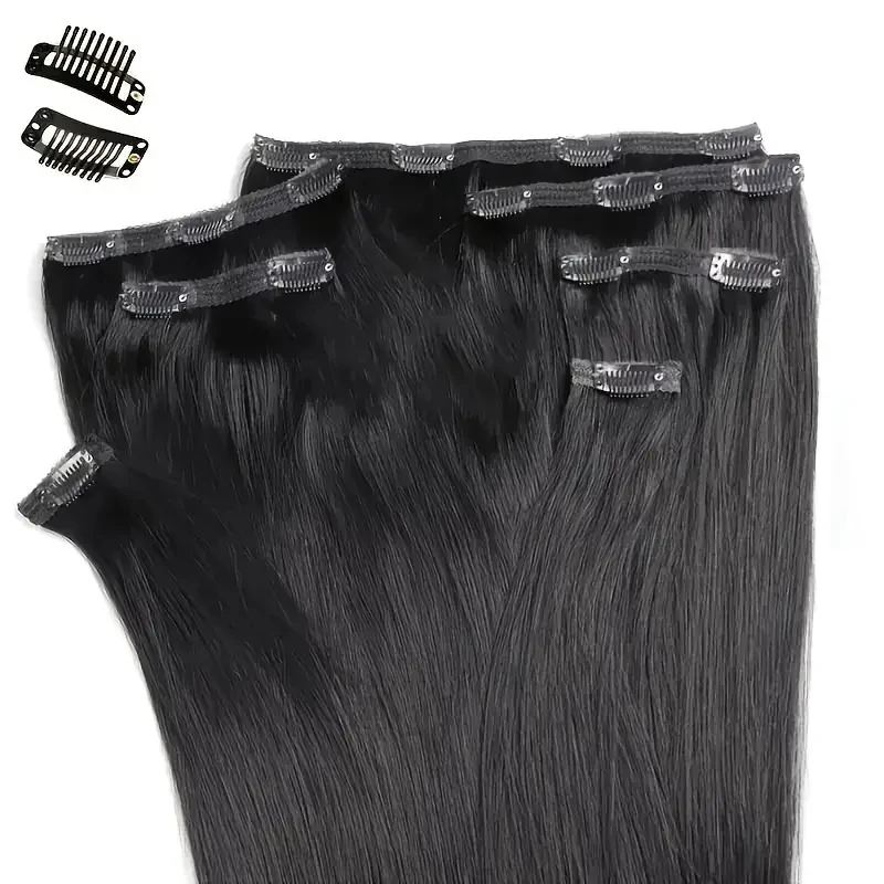 Straight Clip In Hair Extensions Human Hair Brazilian Clip In Natural Black Brown 613 Color Remy Hair 18 20 22 24 Inch For Women