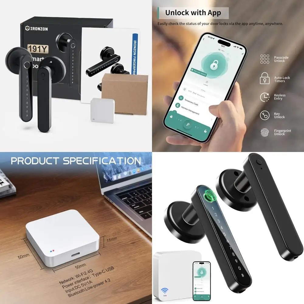 Smart Fingerprint Door Lock with Mini G2 2.4G Gateway for Home, Hotel, and Office Security