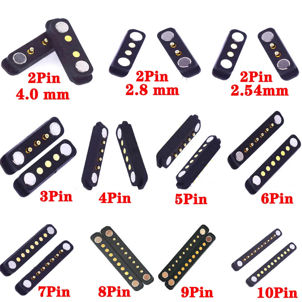 

2A DC Magnetic 2 3 4 5 6 7 8 9 10 Spring Loaded Male Female Square Waterproof with Screw Holes straight pin Pogo Pin Connector