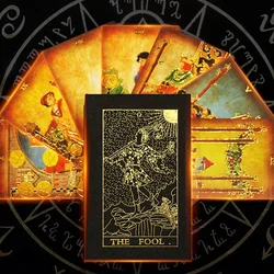 Glazed Golden Tarot Cards Plastic Waterproof Tarot Full English Edition Magician Tarot Deck Board Game  English Rules