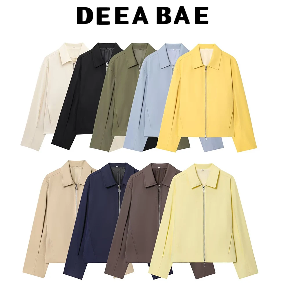 

DEEABAE 2025 Autumn New Product Women's Casual Versatile Flip Collar Versatile Pilot Jacket Coat