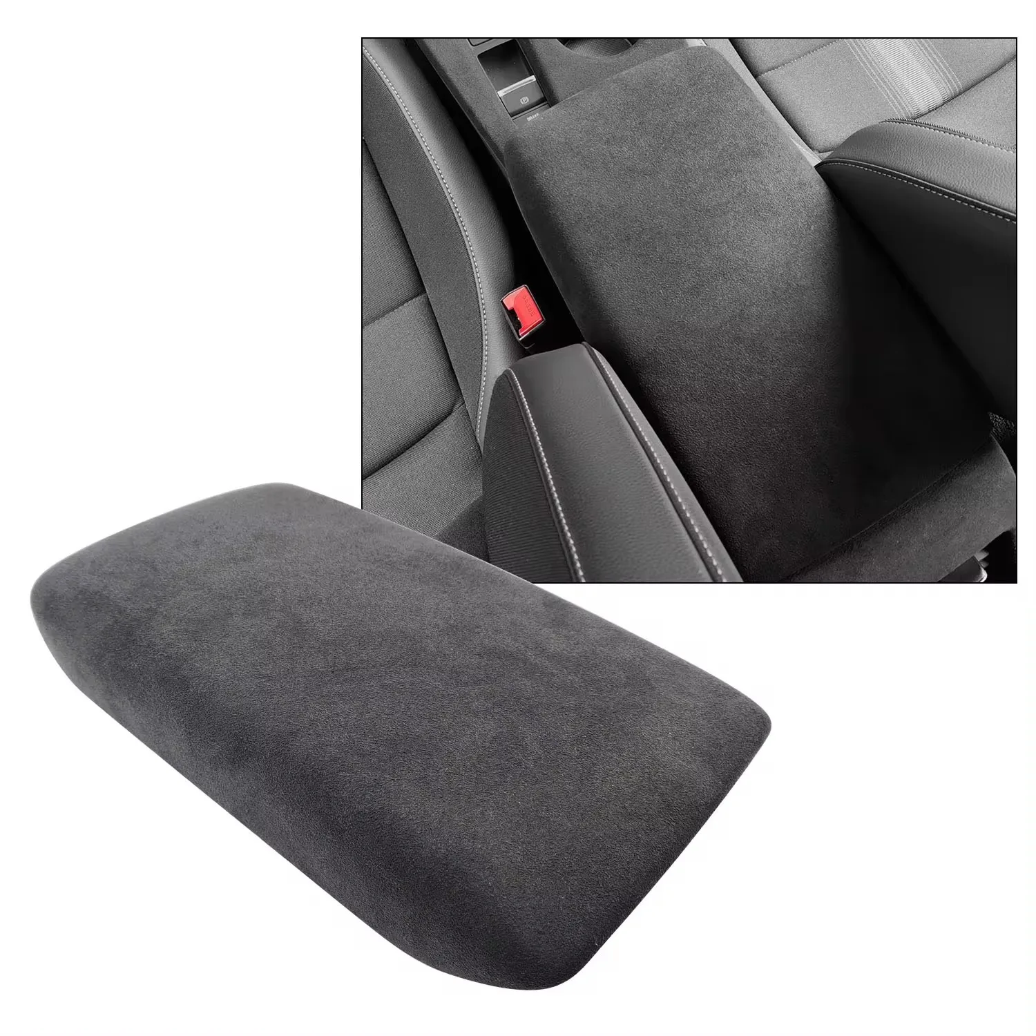 

For Honda 11th Civic 2022 2023 2024 Armrest Box Cover, Center Console Cup Holder Frame Suede Alcan tara Interior